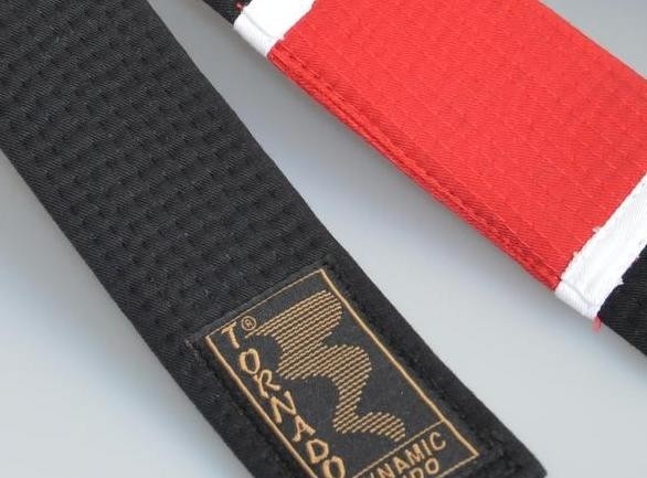 BJJ Gürtel schwarz, roter Balken, 280 cm