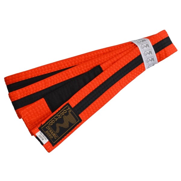 Kinder BJJ Gürtel orange-schwarz m. Bar 220 cm