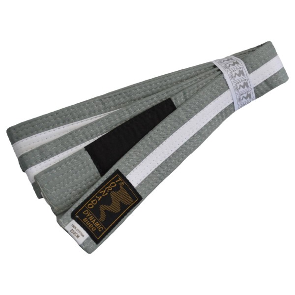 Kinder BJJ Gürtel grau-weiß m. Bar 220 cm