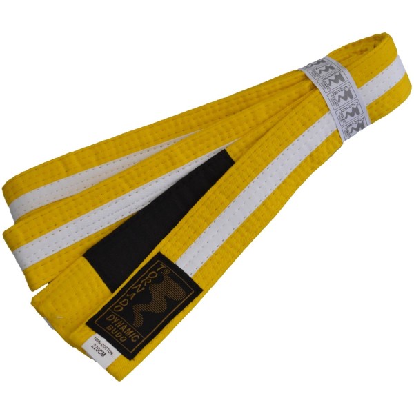 Children BJJ belt yellow-white w. bar